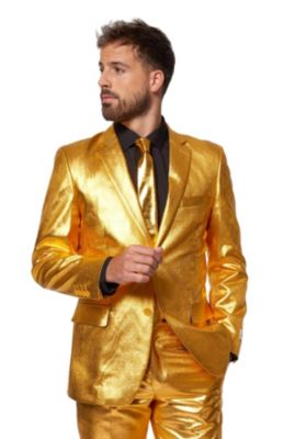 Men's Silver Suit - New Years And Christmas Party Costume - Metallic Shiny Silver - Includes Blazer, Pants and Tie