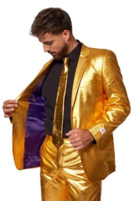 Men's Silver Suit - New Years And Christmas Party Costume - Metallic Shiny Silver - Includes Blazer, Pants and Tie