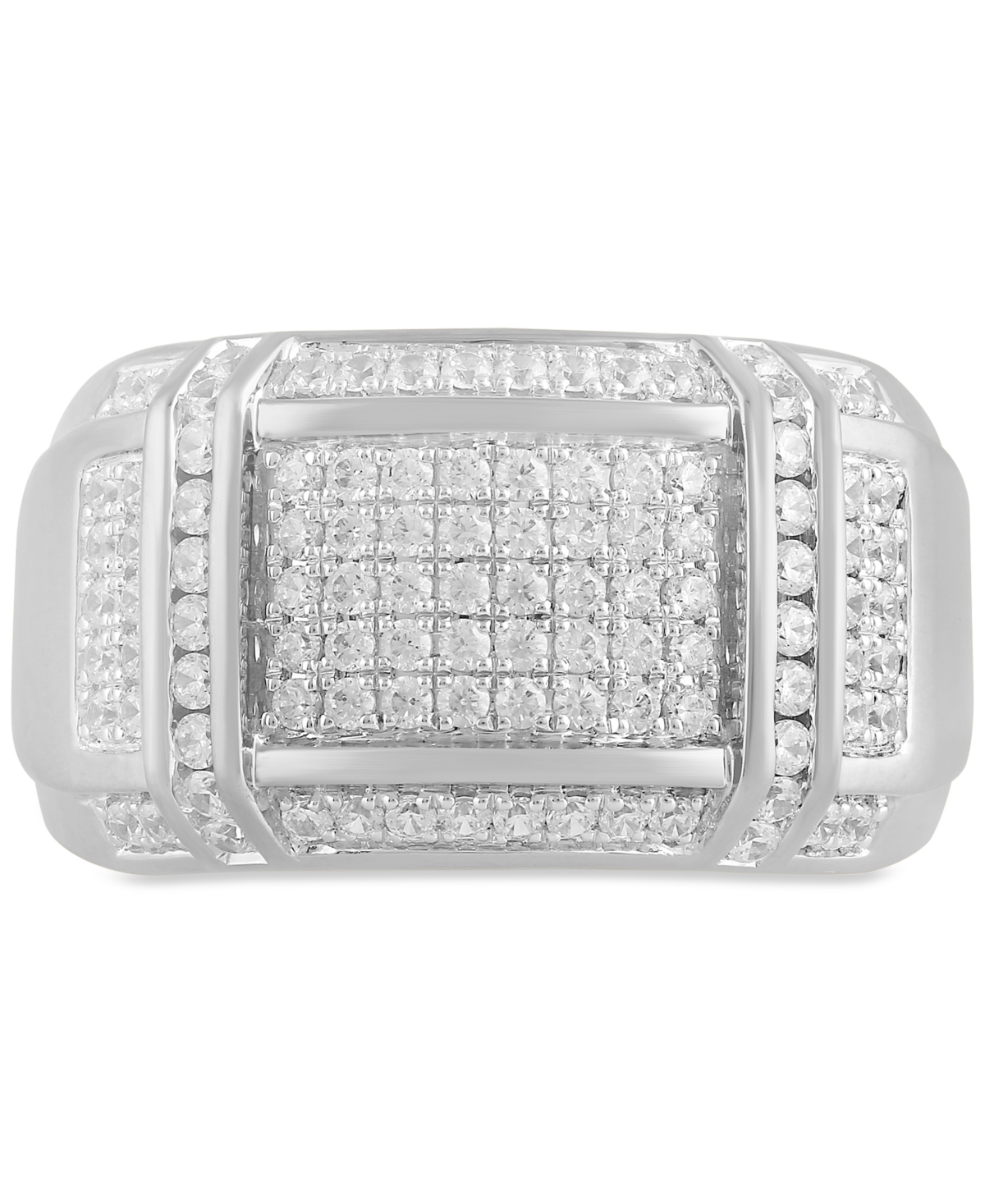Macy's Men's Diamond Cluster Ring (1/2 Ct. T.w.) In 18k Yellow Gold-plated Sterling Silver (also In Sterlin In Silver
