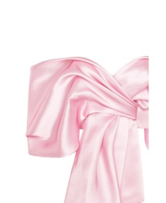 Women's Pink Organza Off-Shoulder Blouse With Mergue Flounces