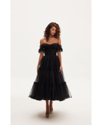 knee length dresses for ladies MATILDA TULLE MIDI DRESS – Izosu