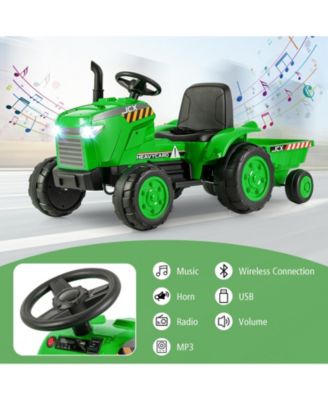12V Kids Ride On Tractor with Trailer and Remote Control