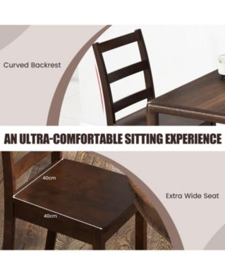 Set of 2 Wood Dining Chairs with Solid Rubber Wood Legs-Brown