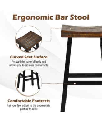 29 Inch Solid Wood Saddle-Seat with Curved Seat Surface and Comfortable Footrests
