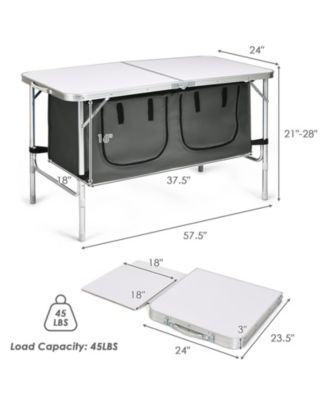 Height Adjustable Folding Camping Table-Gray