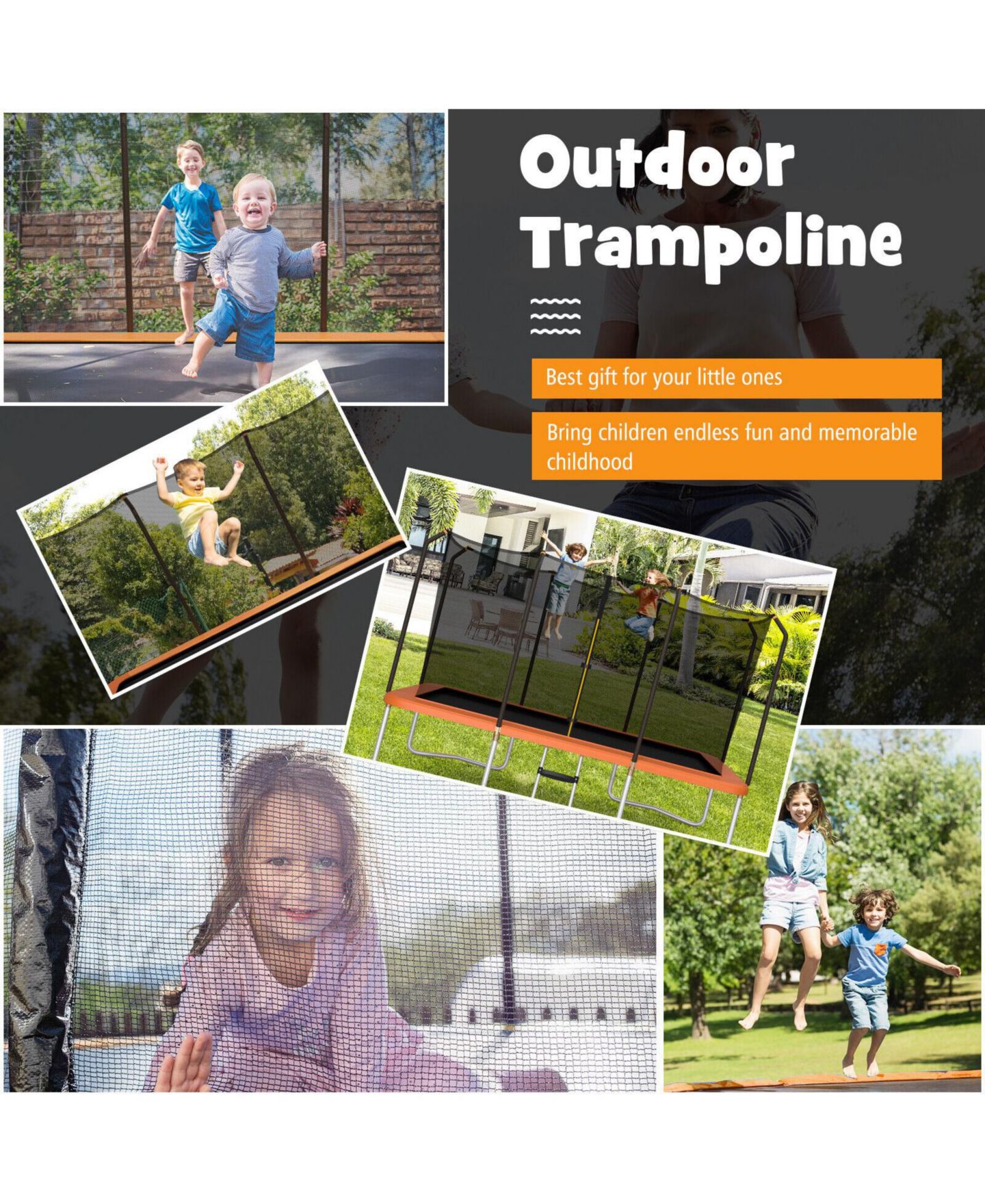 Детская игрушка SUGIFT 8 x 14 Feet Rectangular Trampoline with Safety Enclosure Net, Ages 4+ — фото 2