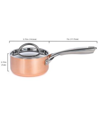 Vintage Tri-Ply Copper 5.5" Saucepan 1qt. with Lid, Polished