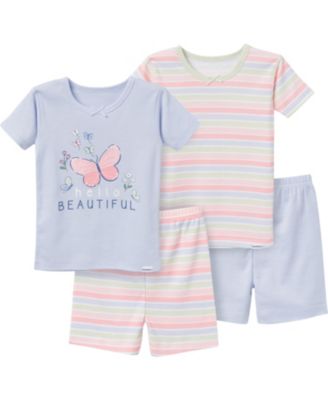Toddler Girls Short Pajamas Set, 4 Piece