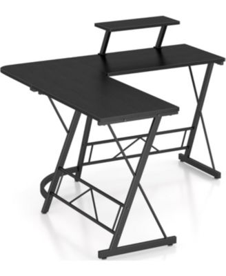 L-Shaped Desk 50.8" Computer Corner Desk, Home Gaming Desk, Office Writing Workstation with Large Monitor Stand, Space-Saving, Easy to Assemble, Black