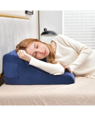 Bed Wedge Pillow with Tablet Pillow Stand and Side Pockets-Navy