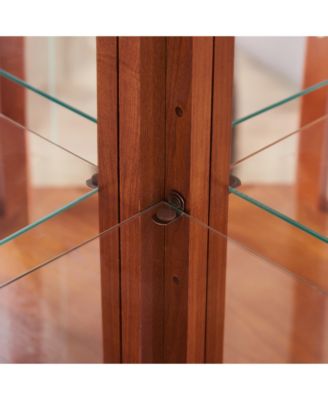 Elegant Glass Display Cabinet – Lighted Corner Curio for Living Room, Dining Room, or Entryway