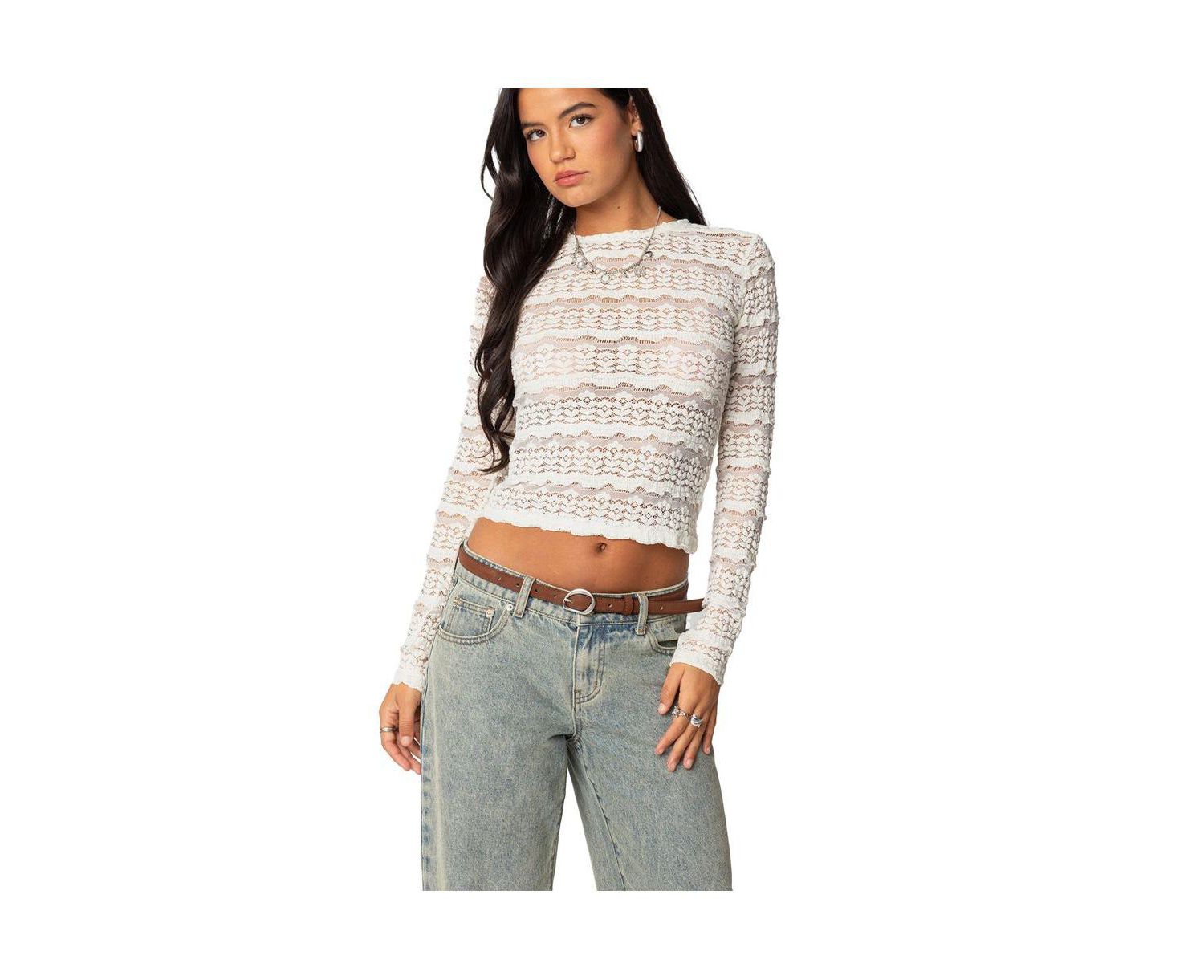 Women's Daisey Textured Sheer Lace Top