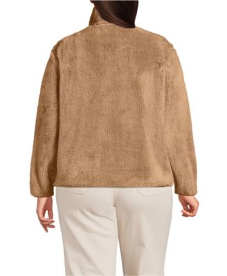 Plus Size Half Zip Cozy High Pile Fleece Pullover