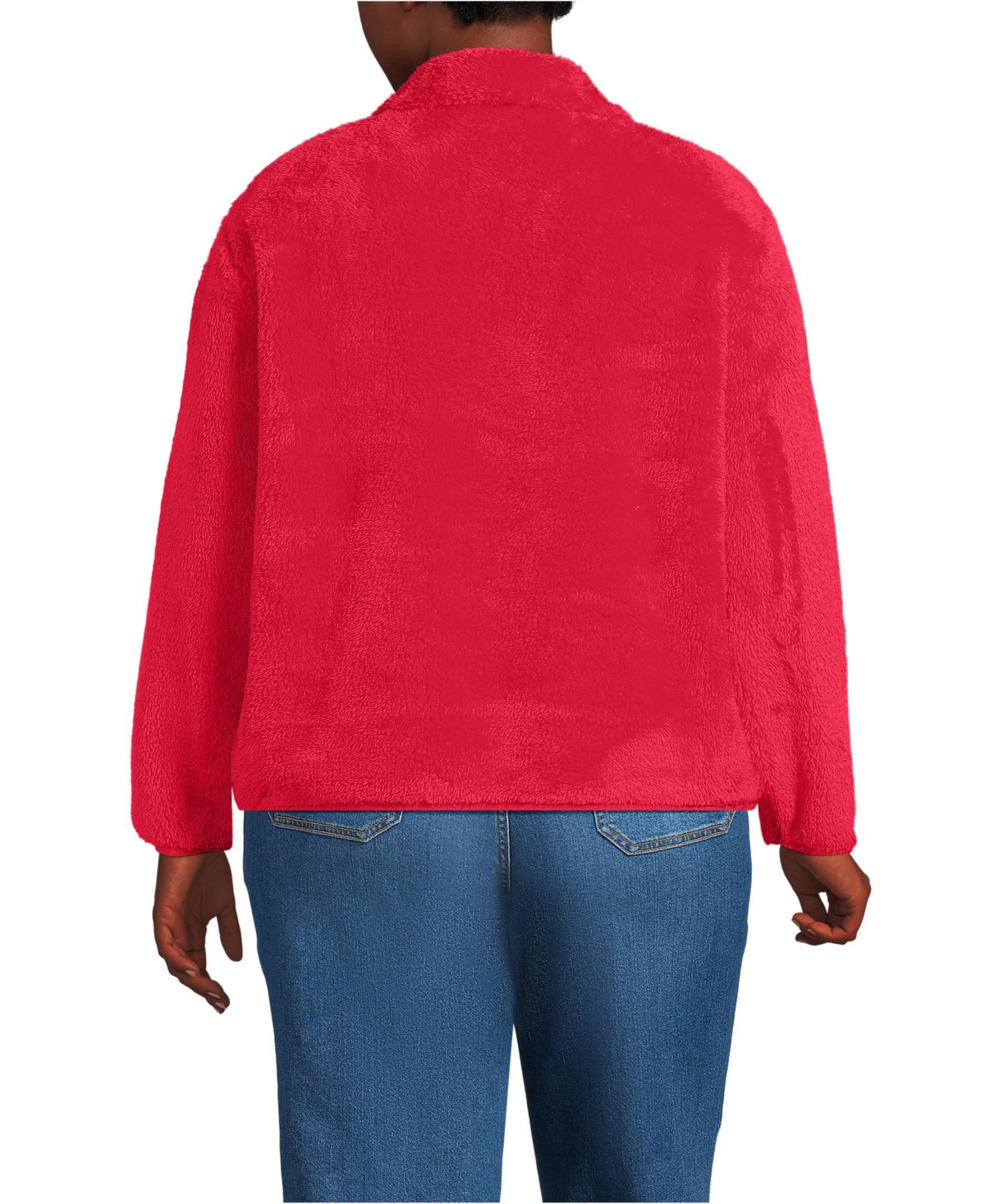 Lands' End Plus Size Half Zip Cozy High Pile Fleece Pullover