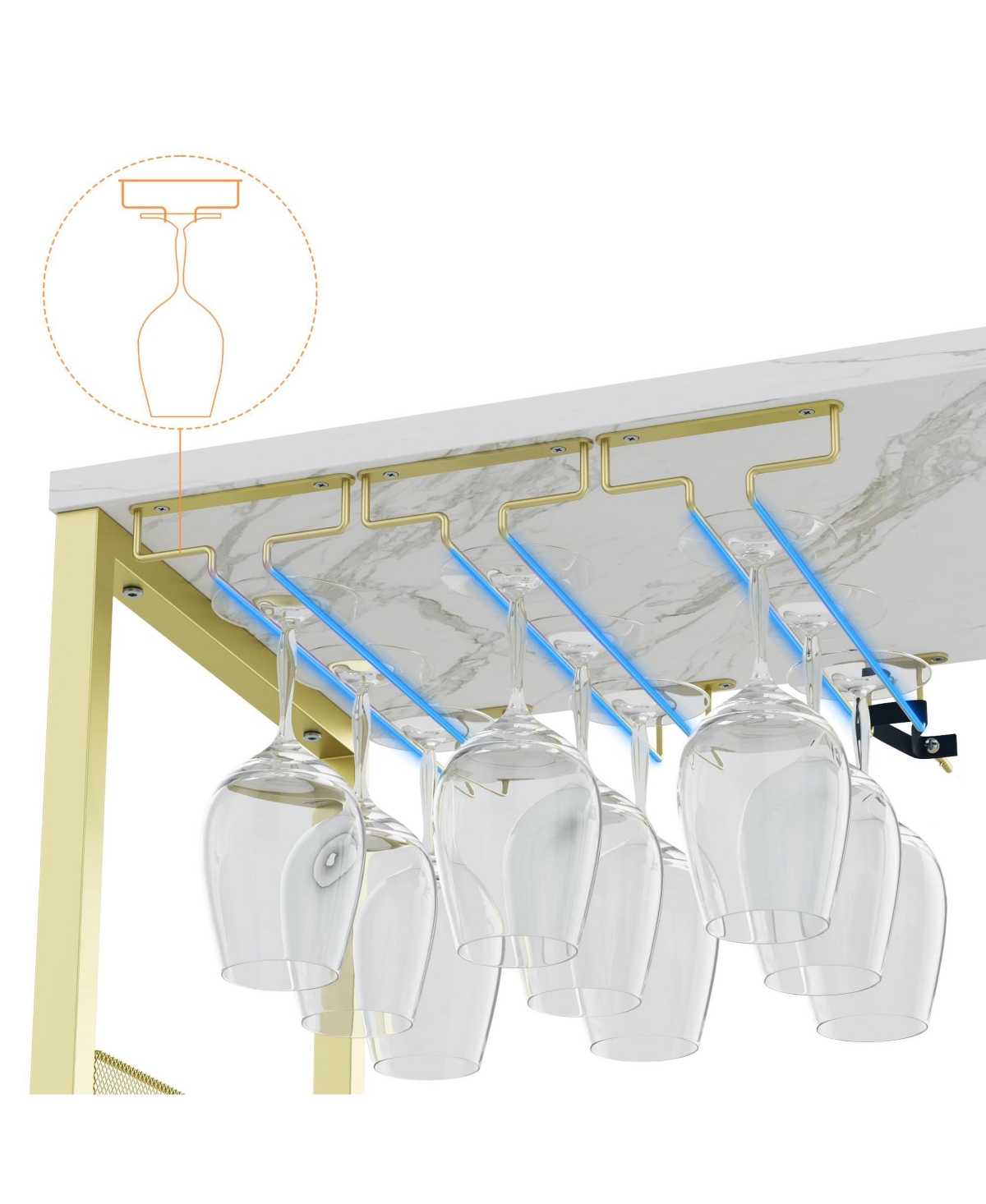 gaomon Wine Bar Cabinet with Detachable Wine Rack, Bar Rack Cabinet with Glass Holder and 1 Drawer, Mesh Door