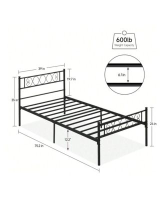 Metal Platform Bed Frame With Headboard And Footboard, Heart Shaped Bed Frame, 12.2 Inch Under Bed Storage, Steel Slat Support, No Box Spring Needed, Easy Assembly
