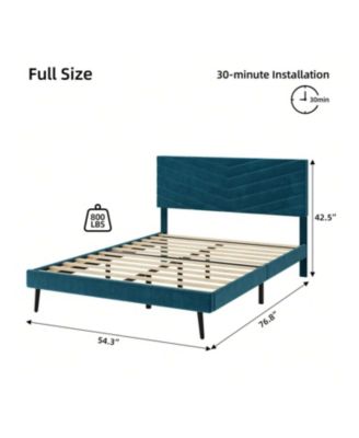 Full/Queen/King Size Upholstered Bed Frame, Velvet Bed Frame Queen With Adjustable Headboard, Platform Bed Frame And Headboard, Noise-Free, No Box Spring Needed