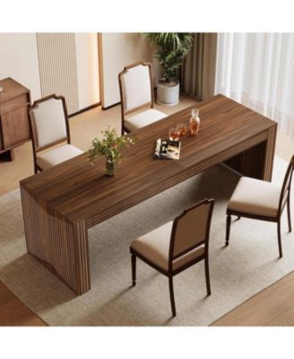 Farmhouse Dining Table for 6-8 People, 78.7-Inch Rectangular Wood Dining Table, Rustic Kitchen Table with Heavy Duty Wood Legs for Dining Room