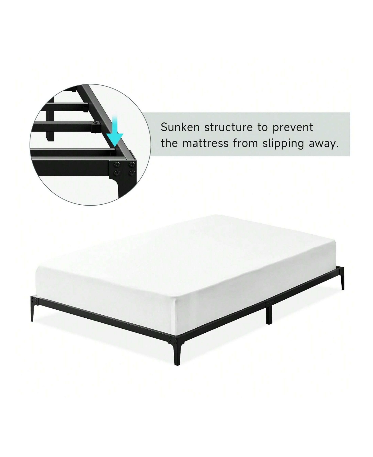 gaomon Bed Frame, 6 Inch Metal Bed Frame, Heavy Duty Platform, Sturdy Steel Slat Platform, No Noise, No Box Spring Mattress Required, Huge Storage Spa