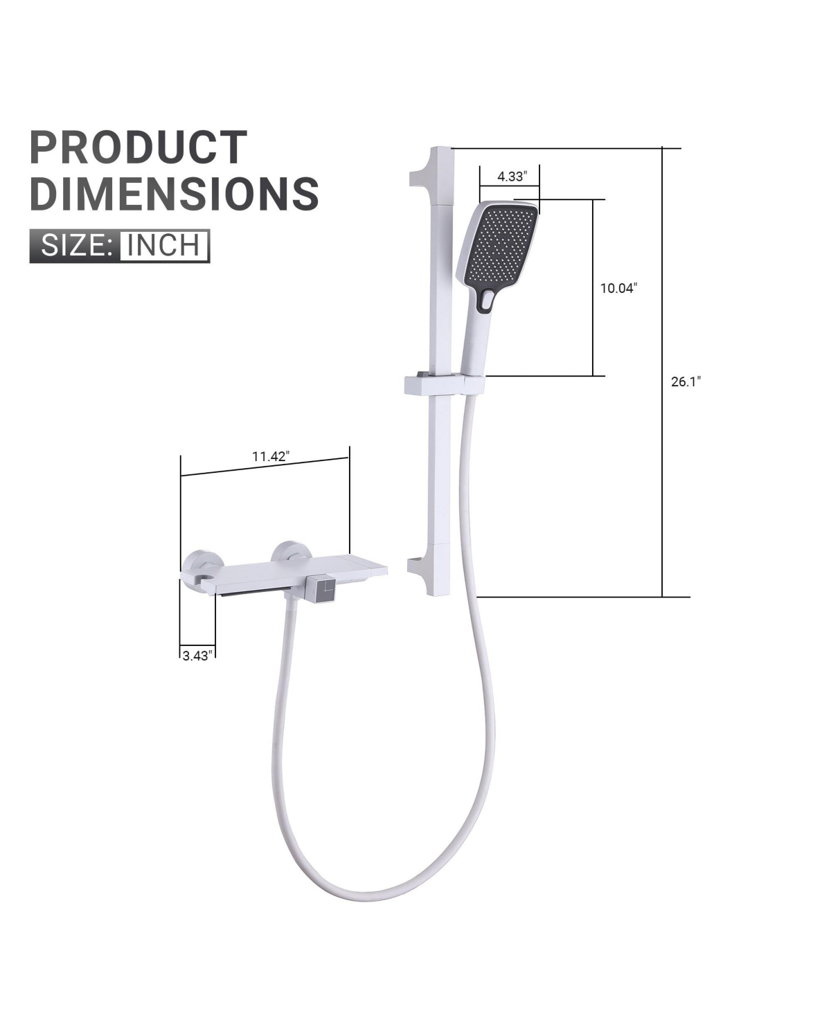 Mondawe2-Functiom Tub and Shower Faucet with Rough-in Value and 4.93GPM Waterfall Spout - White