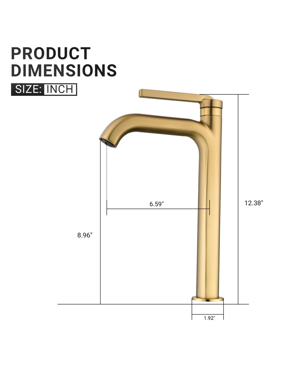 Mondawe Single Handle Single Hole Bathroom Faucet Modern Brass Bathroom Basin Faucets Brushed- Gold
