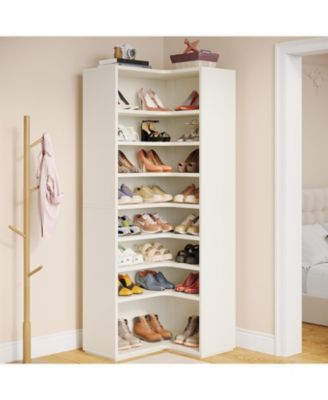 27.56" Wood 9-Tier Shoe Cabinet Organizer Freestanding Heavy-Duty Storage Rack for 40–45 Pairs of Shoes