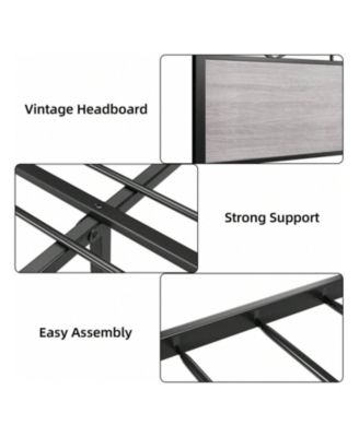 Metal Bed Frame with Wood Headboard & Footboard, Noise-Free, Easy Assembly, No Box Spring Needed
