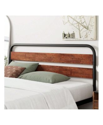 Senfot Queen/King Size Platform Bed Frame With Wood Headboard, Heavy Duty Metal Slat Support, Noise Free Design Mattress Foundation, Easy Installation
