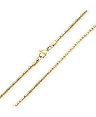 Thin Strong Simple Serpentine Chain Necklace Silver Tone Yellow Gold Plated Stainless Steel