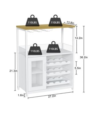 Wine Bar Cabinet with Detachable Wine Rack, Bar Rack Cabinet with Glass Holder and 1 Drawer, Mesh Door, Small Sideboard