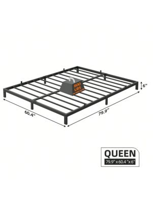 Bed Frame, 6-Inch Metal Low Platform Bed Frame, Bed Frame With Metal Slat Support, Mattress Foundation, No Box Spring Needed, Noiseless Design