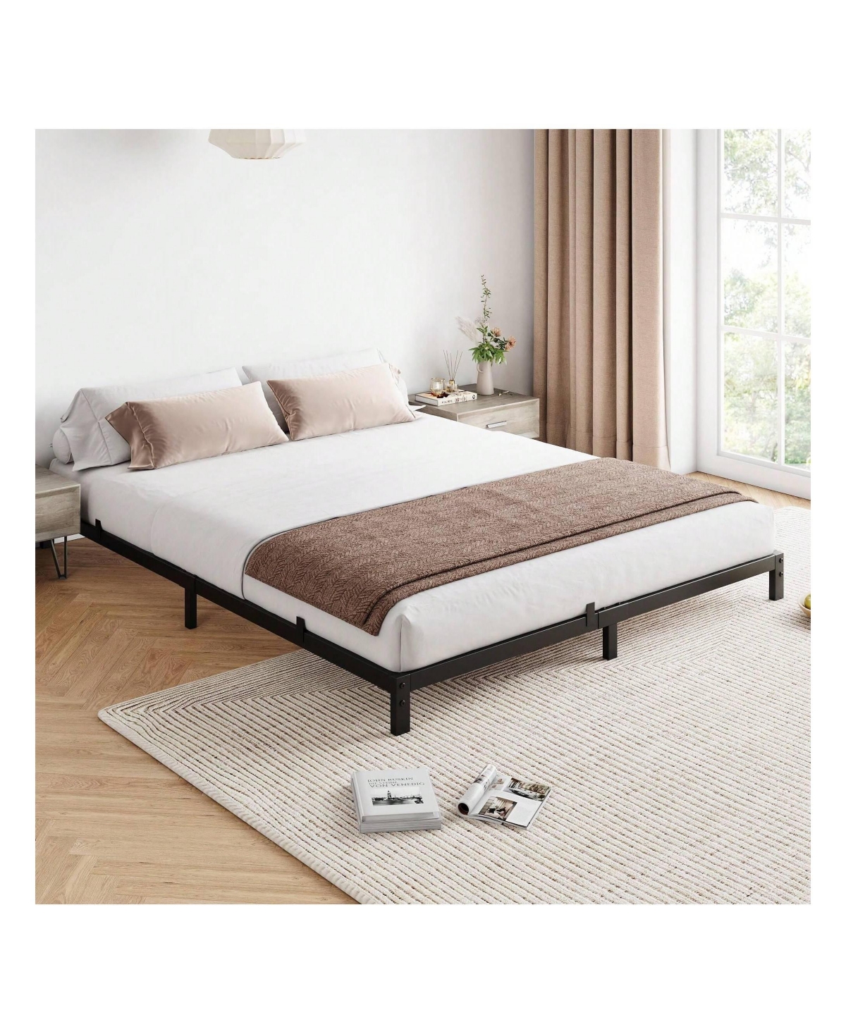 gaomon Bed Frame, 6-Inch Metal Low Platform Bed Frame, Bed Frame With Metal Slat Support, Mattress Foundation, No Box Spring Needed, Noiseless Design