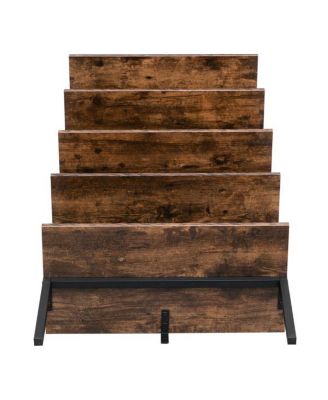 Industrial Wall-Mounted Bookcase 5-Tier Open Ladder Shelf with Metal Frame for Stylish Storage