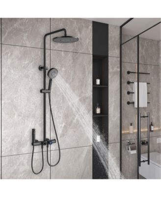 12Inch 4-Functiom Shower Faucet System Set with Handheld Spray (Rough-in Value Included)