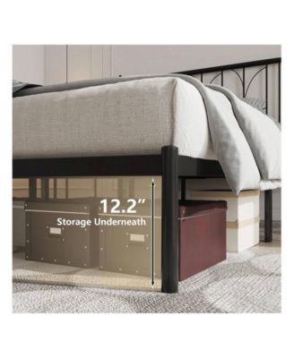 Metal Platform Bed Frame with Headboard, No Box Spring Needed, Slats Support, Easy Assembly, Under-Bed Storage
