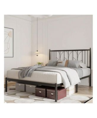 Metal Platform Bed Frame with Headboard, No Box Spring Needed, Slats Support, Easy Assembly, Under-Bed Storage