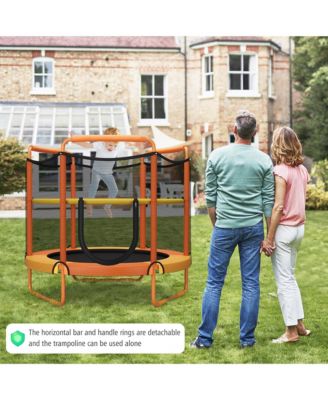 5FT Kids 3-in-1 Game Trampoline Seamless W/ Enclosure Net Spring Pad In/ Outdoor