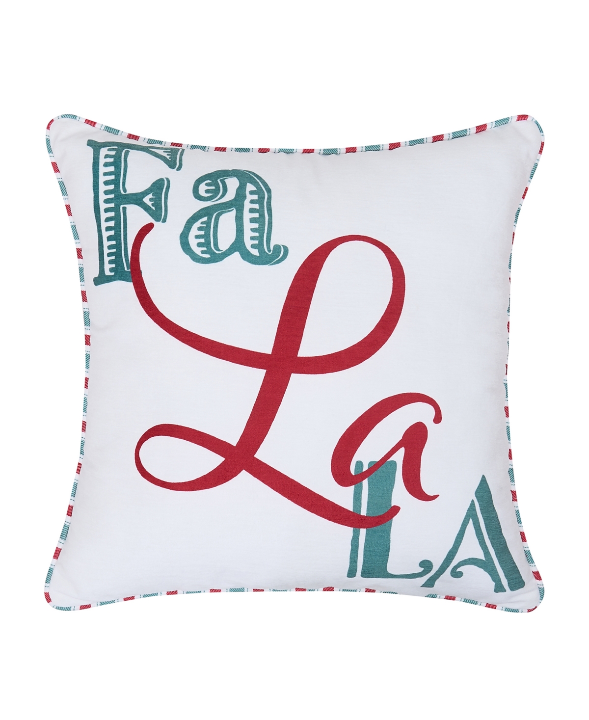 Videri Home Holiday Fa La La Stripe Decorative Pillow Set, 18