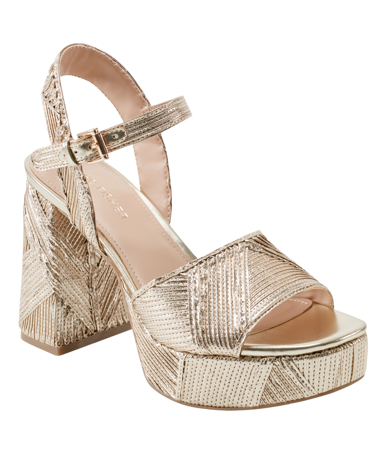 Women's Seleny Metallic High Block Heel Platform Sandals - Pewter