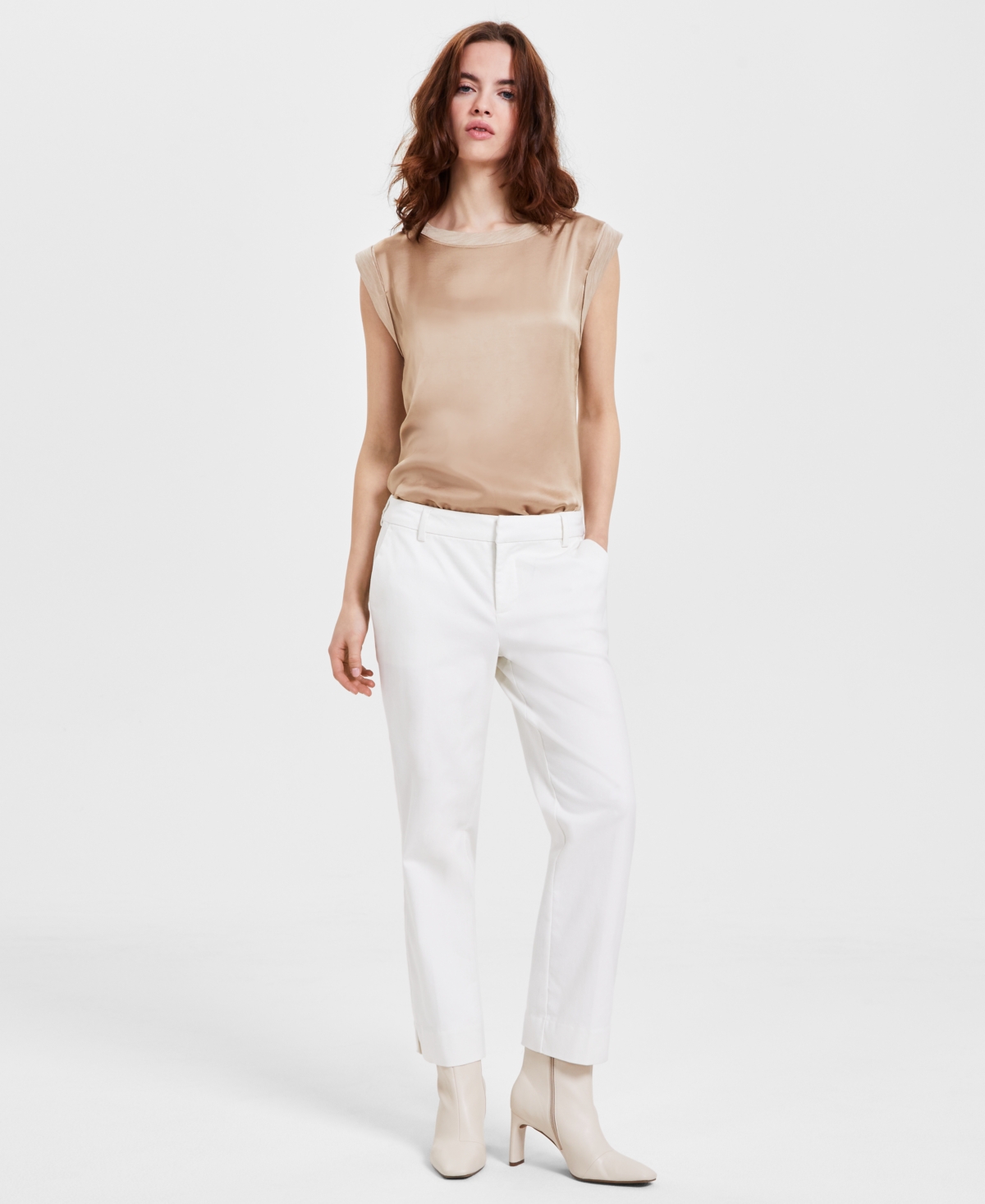 Liverpool Los Angeles Women's Kelsey Cropped Twill Trouser In White