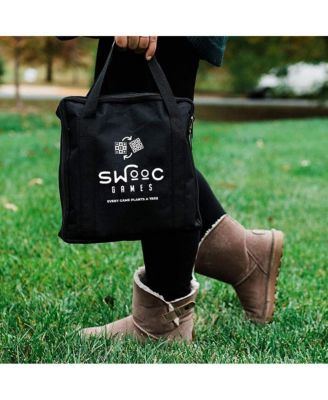 2-in-1 Premium Giant Checkers & Tic Tac Toe Game (4ft x 4ft) | Checkerboard High Density EVA Foam Mat & Pieces w/ Bag