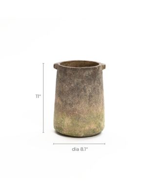 Rustic Ginger Root Brown Cement 11-Inch Tall Indoor and Outdoor Cylinder Vase
