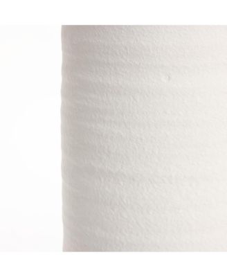 White Terracotta 16.1-Inch Tall Indoor and Outdoor Cylinder Vase