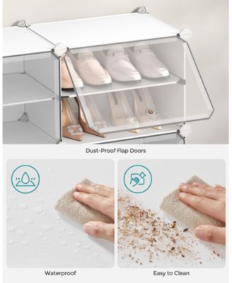 40 Pair Plastic Shoe Storage Cabinet for Bedroom and Entryway, White