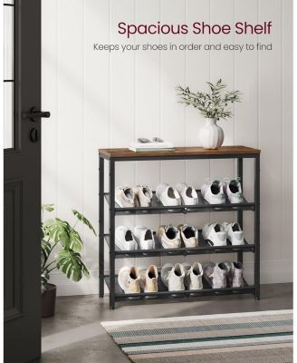 Particleboard, Steel store up to 12-15 pairs 4-Tier Shoe Rack