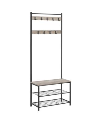 Entryway Industrial Style Coat Rack with Shoe Storage