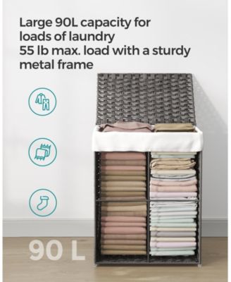 Handwoven Synthetic Rattan Laundry Hamper with Liner & Lid