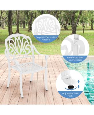 2 PCS Patio Cast Aluminum Dining Chairs Armrests Outdoor Stackable