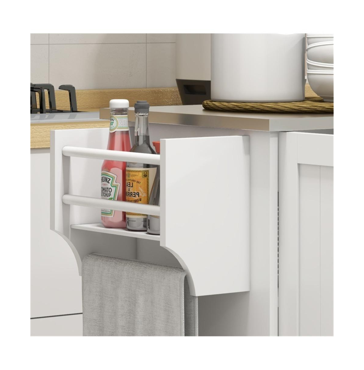 SlickblueKitchen Cart and Storage Cabinet for Efficient Organization and Practical Kitchen Solutions - White