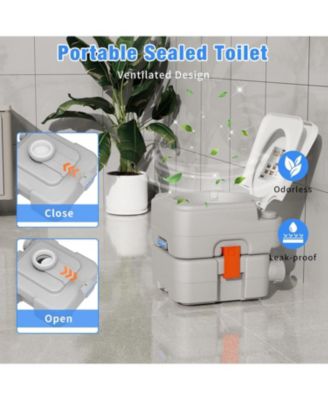 Portable Toilet 5.8 Gallon,RV Toilet with Carry Bag,Camping Toilet With Anti-Leak Handle Water Pump, for RV Travel, Boat and Trips